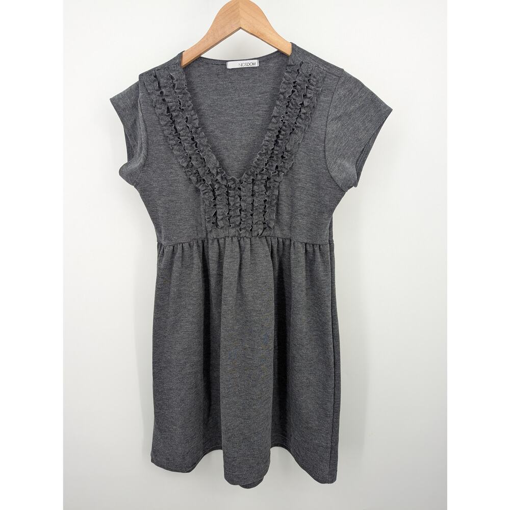 Nic & Dom Gray Babydoll Dress Ruffle V-Neck Cap Sleeve Bella Swan Inspired Small